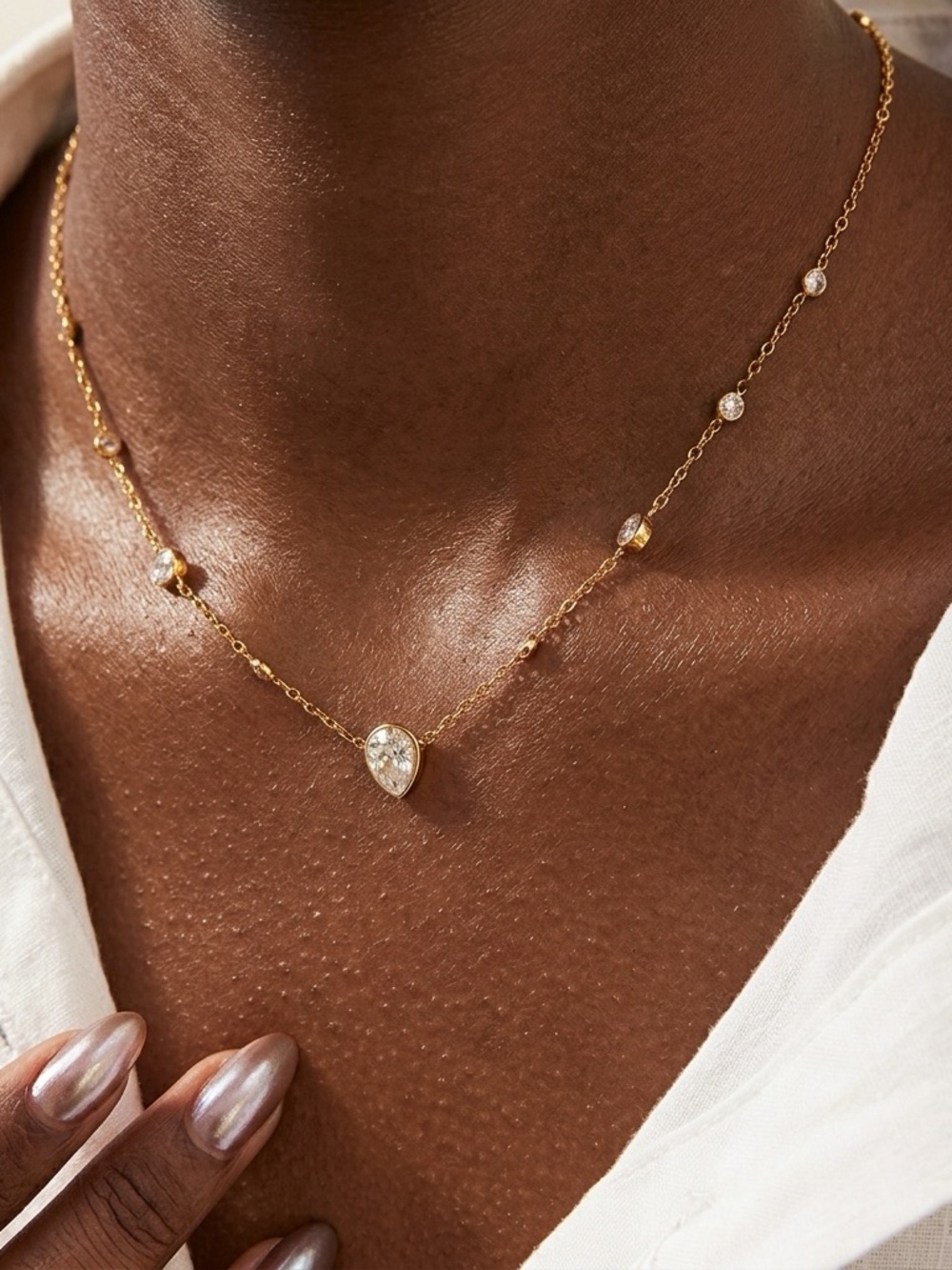Pear Drop Necklace - Women's Jewelry - Picture 2 of 5
